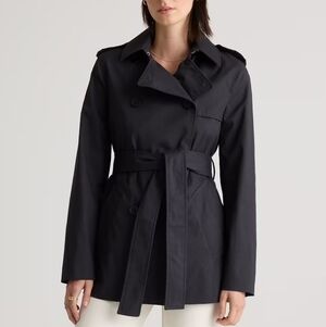 Quince Comfort Stretch Short Trench coat - black